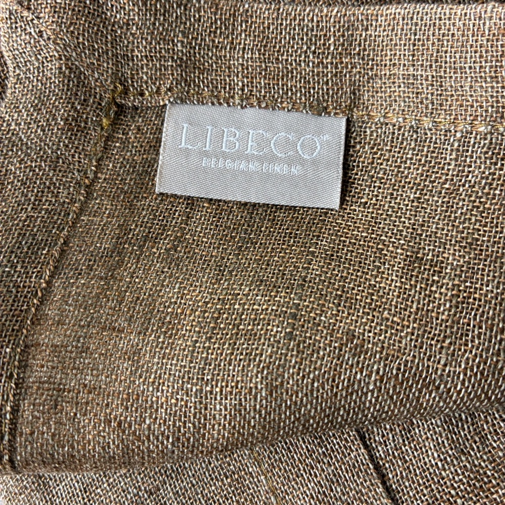 LIBECO Belgian linen Dining Napkins in Olive-Tan with Decorative Stitching Set 6 - Picture 3 of 3